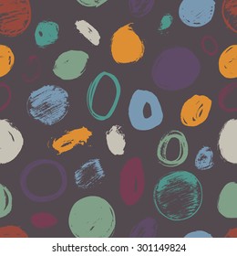 Set of grunge vector textured brush circles in color