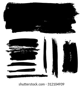 Set of grunge vector textured brush strokes