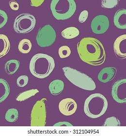 Set of grunge vector textured brush circles in color
