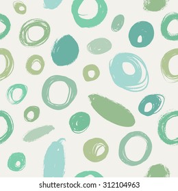 Set of grunge vector textured brush circles in color