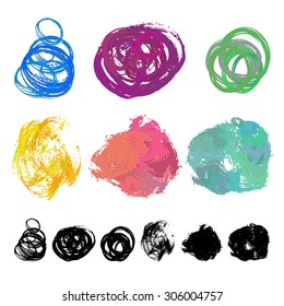 Set of grunge vector textured watercolor brush strokes