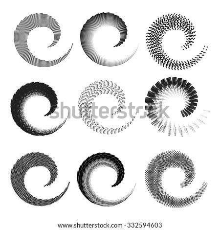 Set of grunge vortexe in white background - vector illustration