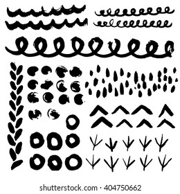 Set of grunge watercolor painted elements