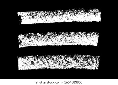 Set of grunge white chalk texture stripe brush on black background