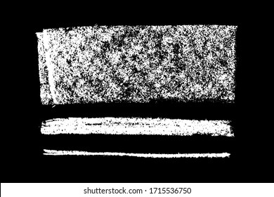 Conjunto de brocha de textura de tiza blanca gruesa sobre fondo negro