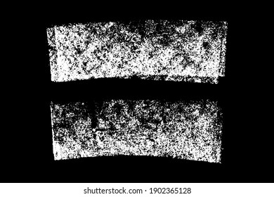 Set of grunge white chalk texture stripe brush on black background