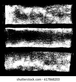 Set of grunge white chalk texture stripe brush on black background