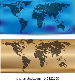 set of grunge world maps