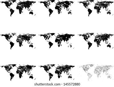 set of grunge world maps