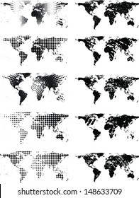 set of grunge world maps 