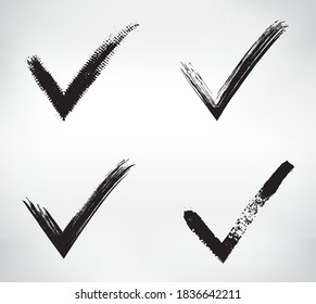 Juego de marcas de verificación sí de grunge.
