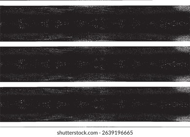 Set of grunge-style horizontal black brush strokes on white background. Perfect for banners, headers, posters, web elements, and modern design applications. High-res vector-style texture.