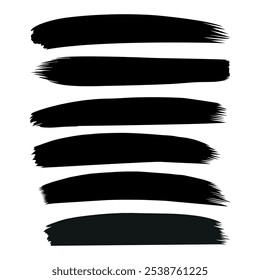 Set of grungy brush strokes isolated on white background, vector illustration