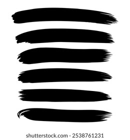 Ensemble de coups de brosse grunge isolés sur fond blanc, illustration vectorielle