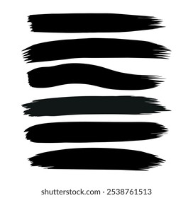 Set of grungy brush strokes isolated on white background, vector illustration