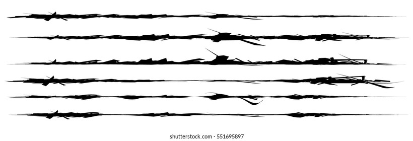 Conjunto de trazos de pincel gruesos. Formas para rasgar, cortar, dañar, desgarrar efectos