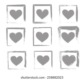 Set of grungy hearts