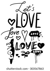 Set of grungy Love letterings