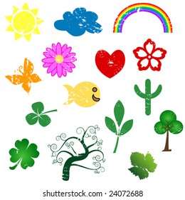 a set of grungy nature  stamps