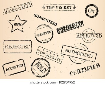 set of grungy old stamps, vector image