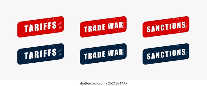 set of grungy tariff trade war symbol design vector