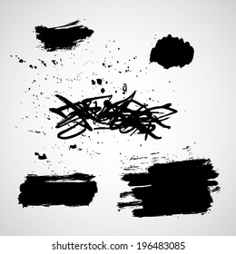 Set of grungy textures. Dots, stripes, hatching. vector illustration 