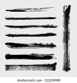 Set of grungy vector mascara brushes