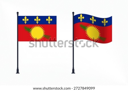Set of Guadeloupe Flags Isolated for Independence Day Celebration