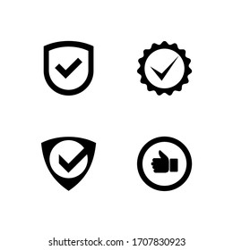 Set of guarantee glyph vector icon design. Badge guaranteed icon design. Secure check list illustration vector. Black glyph vector icon.