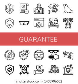 Set of guarantee icons such as Protection, Shield, Approve, Protective, Reward, Proposal, Seal, Armor, Antivirus, Defense, Silicone , guarantee