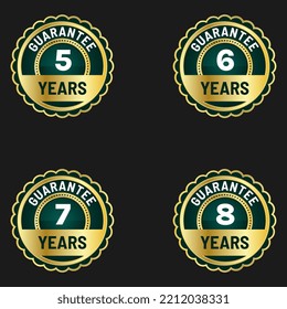 Conjunto de etiquetas de garantía con diferentes años