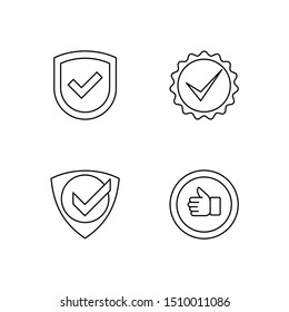 Set of guarantee line icon design. Badge guaranteed icon design. Secure check list illustration vector.