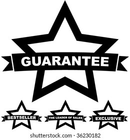 Set of guarantee and quality guaranteed stamp.