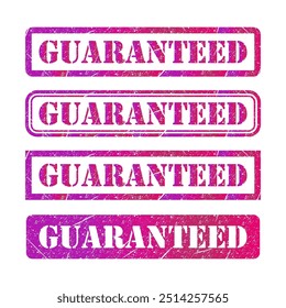 Set of Guaranteed stamp symbol, label sticker sign button, text banner vector illustration .