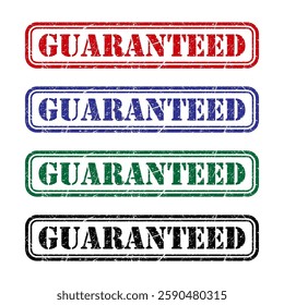 Set of Guaranteed stamp symbol, label sticker sign button, text banner vector illustration .