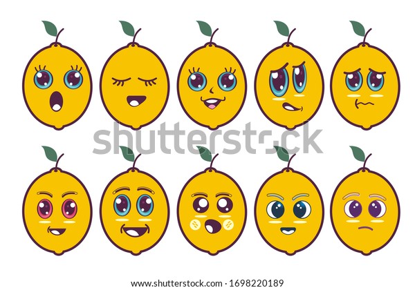 Set Guava Fruit Emoji Cartoon Character Stock Vector (Royalty Free ...