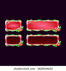 Set of gui button with Christmas theme for 2d games Vector illustration