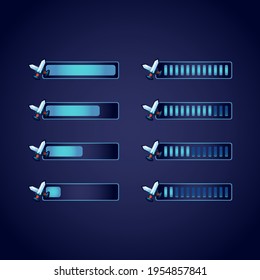 set of gui fantasy glossy blade sword progress bar. perfect for 2d games vector illustration