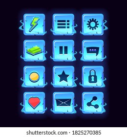 Set of gui fantasy icon kit for game ui asset elements vector illustration