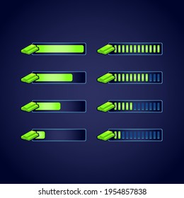 set of gui fantasy rpg bucks money progress bar. perfect for 2d games vector illustration