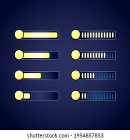 set of gui fantasy rpg currency coin progress bar. perfect for 2d games vector illustration