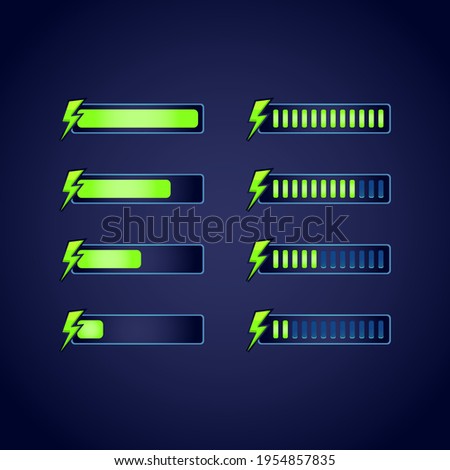 set of gui fantasy rpg energy stamina progress bar. perfect for 2d games vector illustration