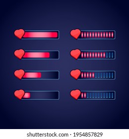 set of gui fantasy rpg health life progress bar. perfect for 2d games vector illustration