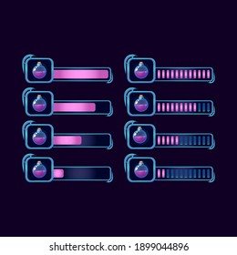 set of gui fantasy rpg potion magic bottle progress bar for game ui asset elements vector illustration