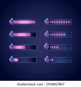 set of gui fantasy rpg potion magic bottle progress bar. perfect for 2d games vector illustration