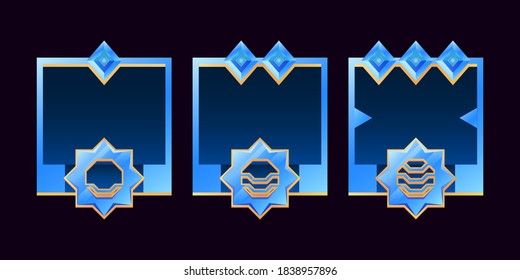 Set of gui Golden and glossy diamond border avatar for game ui asset elements vector illustration
