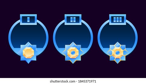 Conjunto de marco de borde de diamante dorado y brillante con grado. adecuado para el juego espacial ui elementos de activos ilustración vectorial