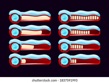 set of gui indicator progress bar with christmas theme for game ui asset elements vector illustration