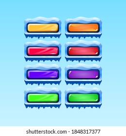 Set von gui Winter Weihnachtsknopf mit verschiedenen Farben. Jelly and Crystal style for game ui asset elements Vektorgrafik