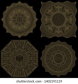 Set. Guilloche element. A template for the press. A vector illustration for paperwork. Vektor.